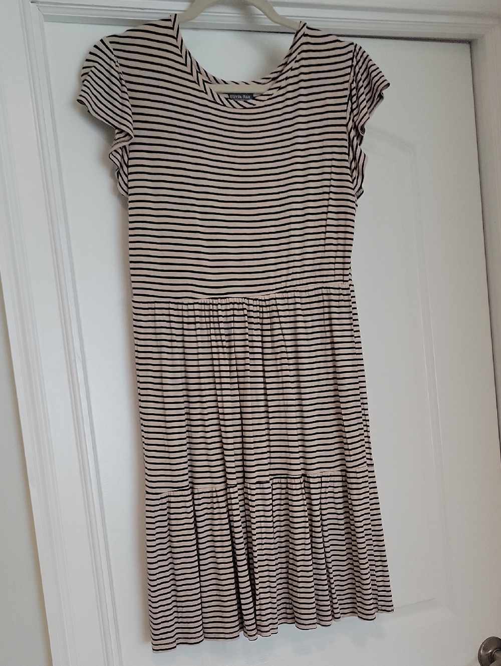 Olivia Rae Striped Crewneck Top in Cream and Black